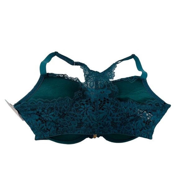 Auden Push Up Plunge Racerback Bra Size 34DD Front Clasp Teal Coverage NEW - Picture 4 of 7